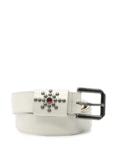 Htc Los Angeles Studded Leather Belt In White