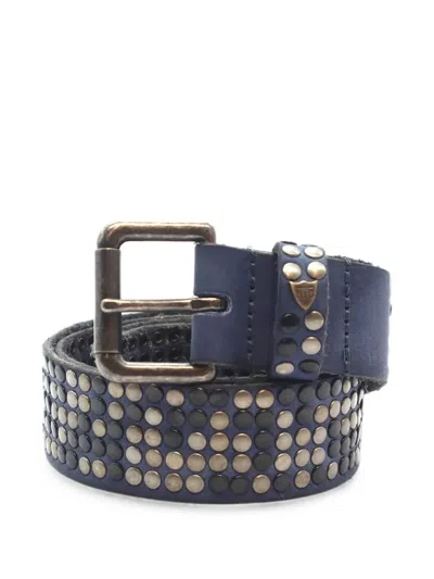 Htc Los Angeles Stud-embellished Leather Belt In Blue