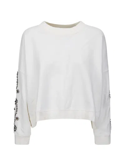 Htc Los Angeles Stud-embellished Paisley-pattern Sweatshirt In White