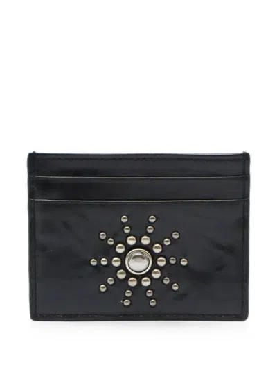 Htc Los Angeles Sun Stud-embellished Leather Card Holder In Black