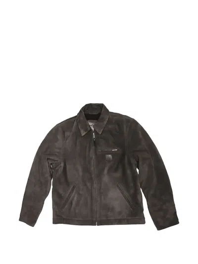 Htc Los Angeles Kids' Zip-up Suede Jacket In Black