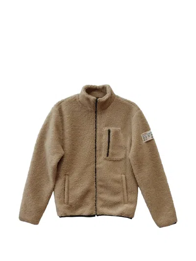 Htc Los Angeles Zip-up Teddy Down Jacket In Brown