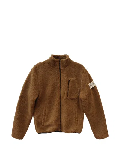 Htc Los Angeles Zip-up Teddy Jacket In Brown