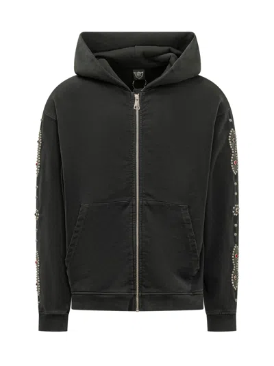 Htc Mini Moustache Zip Sweatshirt In Black