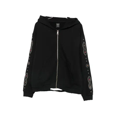 Htc Stud-embellished Zip-up Hoodie In Black
