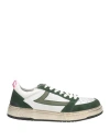 Htc Woman Sneakers Green Size 8 Leather, Textile Fibers