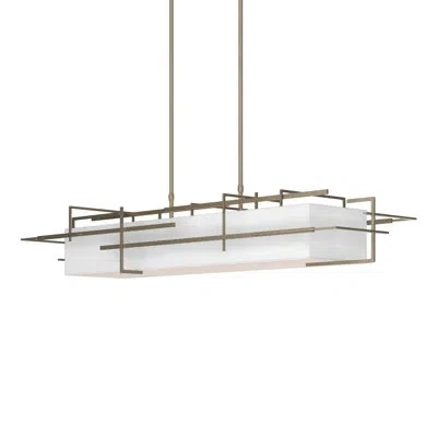 Hubbardton Forge 4 - Light Kitchen Island Linear Pendant In Soft Gold,natural Anna