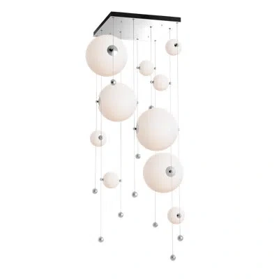 Hubbardton Forge Abacus 10 - Light Cluster Globe Led Pendant In Sterling,opal