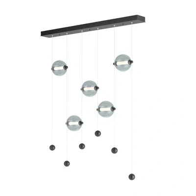 Hubbardton Forge Abacus 5 - Light Cluster Globe Led Pendant In Black,cool Gray