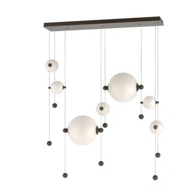 Hubbardton Forge Abacus 7 - Light Cluster Globe Led Pendant In Opal,bronze