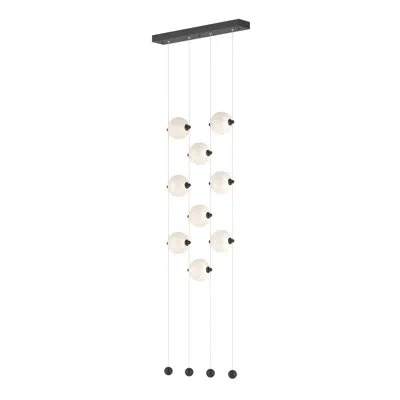 Hubbardton Forge Abacus 9 - Light Cluster Globe Led Pendant In Black,opal