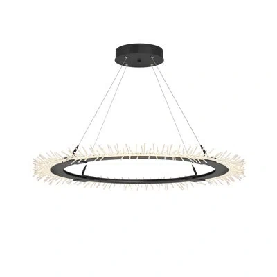 Hubbardton Forge Anemone Circular 1-light Geometric Pendant In Black