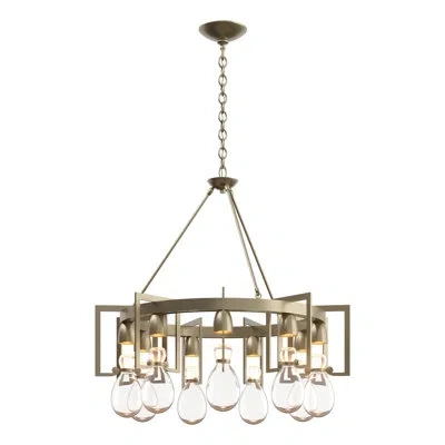 Hubbardton Forge Apothecary 9 - Light Unique / Statement Wagon Wheel Chandelier In Soft Gold
