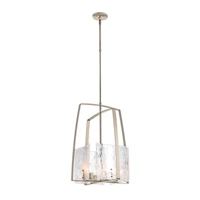 Hubbardton Forge Arc 4 - Light Lantern Rectangle Chandelier In Soft Gold