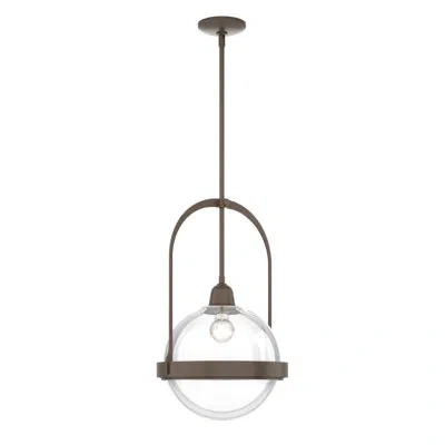 Hubbardton Forge Atlas 1 - Light Single Globe Pendant In Bronze,clear Glass