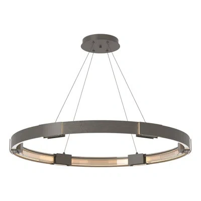 Hubbardton Forge Aura 12 - Light Unique Wagon Wheel Led Chandelier In Dark Smoke