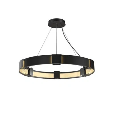 Hubbardton Forge Aura 6 - Light Unique/statement Drum Chandelier In Opaque Black