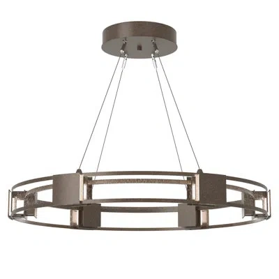 Hubbardton Forge Aura Glass Ring Chandelier In Bronze,seeded Clear Glass