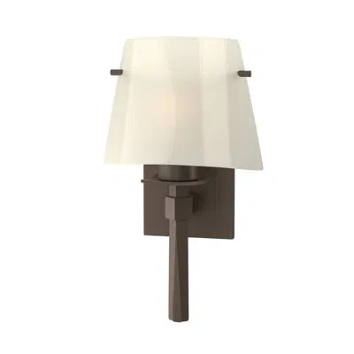 Hubbardton Forge Beacon Hall Half Cone Glass Sconce In Bronze,ivory Art Glass