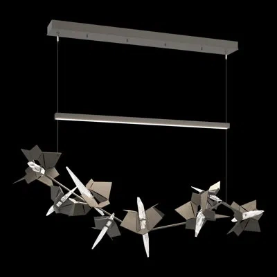 Hubbardton Forge Belladonna Kitchen Island Led Pendant With Crystal Accents In Dark Smoke,natural Iron