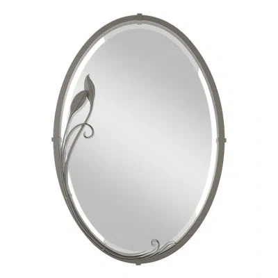 Hubbardton Forge Beveled Oval Accent Mirror With Leaf In Dark Smoke