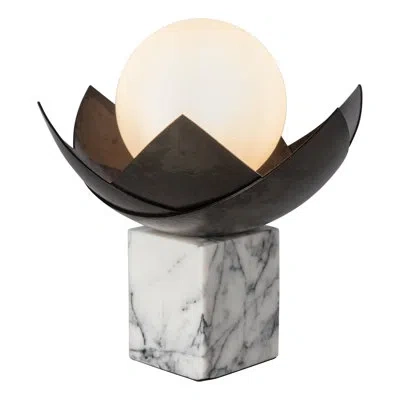 Hubbardton Forge Blossom Mini Table Lamp In White,lilac Marble