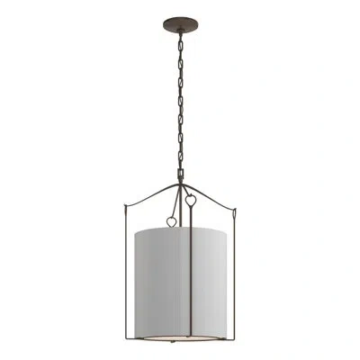 Hubbardton Forge Bow 3 - Light Lantern Cylinder Pendant In Bronze,flax