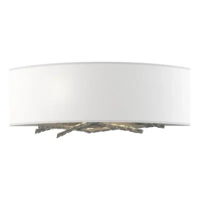 Hubbardton Forge Brindille 2 - Light Flush Mounted Sconce In Natural Anna Shade,vintage Platinum