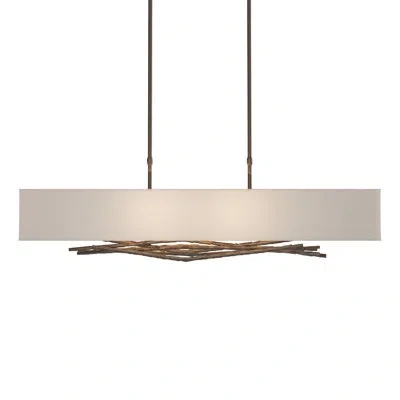 Hubbardton Forge Brindille 4 - Light Kitchen Island Rectangle Pendant In Flax,translucent Bronze