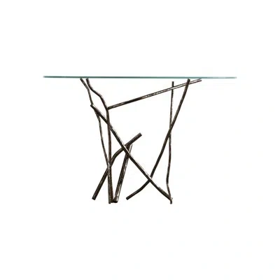 Hubbardton Forge Brindille 52" W Glass Top Console Table In Oil Rubbed Bronze