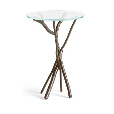 Hubbardton Forge Brindille Glass Top Accent Table In Bronze