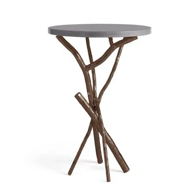 Hubbardton Forge Brindille Wood Top Accent Table In Bronze,maple Gray