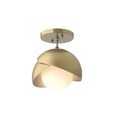 Hubbardton Forge Brooklyn 1 - Light Double Shade Semi Flush Mount In Modern Brass,sterling