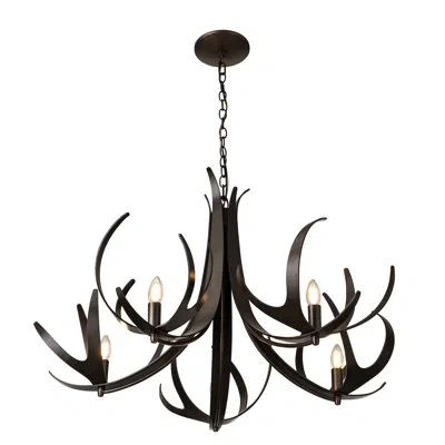 Hubbardton Forge Caribou 5-light Chandelier In Dark Smoke