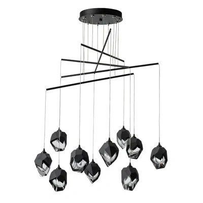 Hubbardton Forge Chrysalis 10-light Small Crystal Mobile Pendant - Crystal - Long Overall Height In White,black Crystal