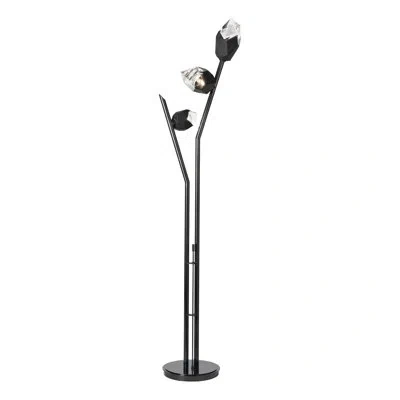 Hubbardton Forge Chrysalis 74.4" Tree Floor Lamp In Dark Smoke,black Polished Crystal