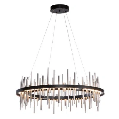 Hubbardton Forge Cityscape 1 - Light Wagon Wheel Led Pendant In Vintage Platinum,bronze