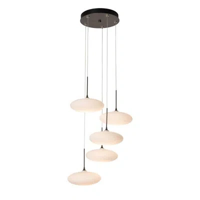 Hubbardton Forge Clouds 5-light Pendant - Long Overall Height In White