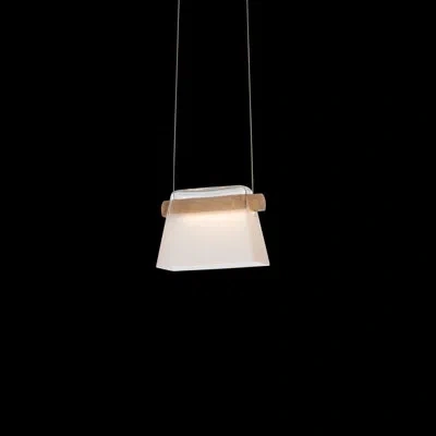 Hubbardton Forge Cowbell 1 - Light Led Single Pendant With Wood Accents In Modern Brass