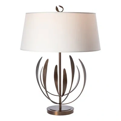Hubbardton Forge Dahlia Table Lamp - Natural Anna Shade In White