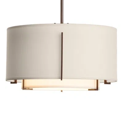 Hubbardton Forge Exos 1 - Light Unique/statement Drum Pendant In Flax,bronze