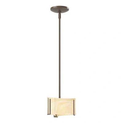 Hubbardton Forge Exos 1 - Light Unique/statement Geometric Pendant In Amber Swirl Glass,bronze