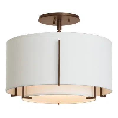 Hubbardton Forge Exos 3 - Light Semi Flush Mount In Bronze,natural Anna