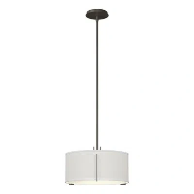 Hubbardton Forge Exos 3 - Light Unique/statement Drum Pendant In Dark Smoke,natural Anna Shade