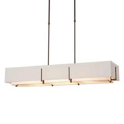 Hubbardton Forge Exos 4 - Light Unique/statement Linear Pendant In Bronze,flax Shade