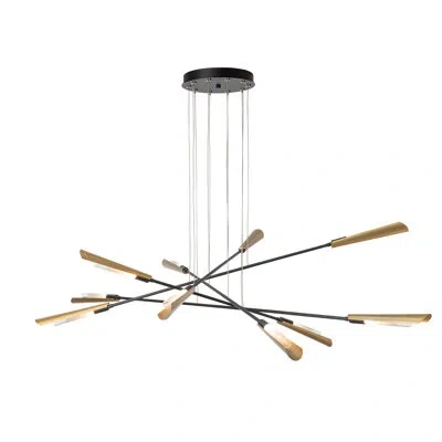 Hubbardton Forge Flight 10-light Pendant - Standard Overall Height In Black,modern Brass