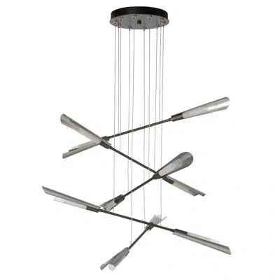 Hubbardton Forge Flight 10-light Small Pendant - Standard Overall Height In Bronze,white