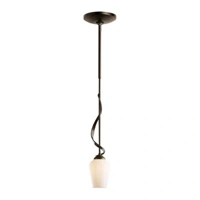 Hubbardton Forge Flora 1 - Light Single Bell Pendant In Opal Glass,bronze