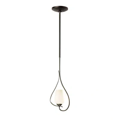 Hubbardton Forge Flora 1 - Light Single Geometric Pendant In Opal Glass,dark Smoke