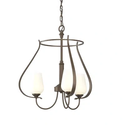 Hubbardton Forge Flora 3 - Light Candle Style Classic / Traditional Chandelier In Opal,bronze